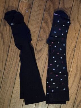 Black Compression Knee-High Socks with Polka Dot Accent